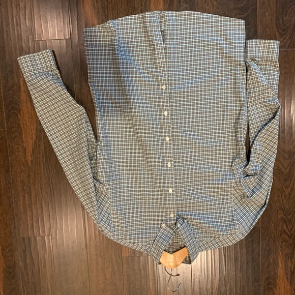 Eddie Bauer plaid maroon/grey wrinklefree buttondown Tall L. - Picture 7 of 10